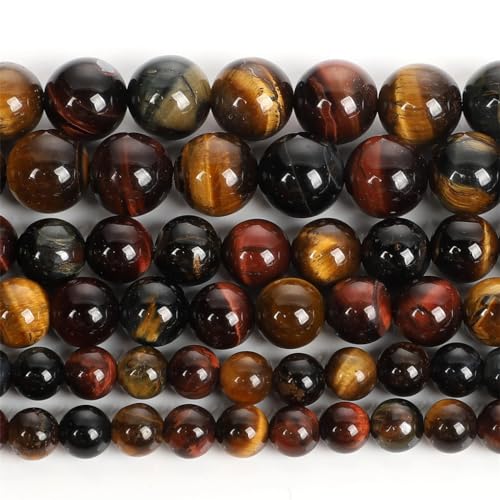 Natürliche Tigeraugen-Steinperlen zur Schmuckherstellung, rund, lose Perlen für gelbe Armbänder, Halsketten, H7043, 10 mm, 36–38 Stück von Hamthuit