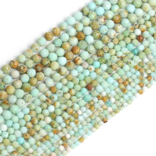 Natürliche facettierte Apatit-Saphir-Jade-Onyx-Edelstein-Perlen, runde Perlen für Schmuckherstellung, DIY-Armband, Zubehör, Amazonit, 2 mm (ca. 170 Stück) von Hamthuit