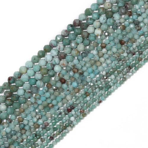 Natürliche facettierte Apatit-Saphir-Jade-Onyx-Edelstein-Perlen, runde Perlen für Schmuckherstellung, DIY-Armband, Zubehör, Chrysokoll, 2 mm (ca. 170 Stück) von Hamthuit