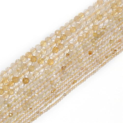 Natürliche facettierte Apatit-Saphir-Jade-Onyx-Edelstein-Perlen, runde Perlen für Schmuckherstellung, DIY-Armband, Zubehör, Citrin, 2 mm (ca. 170 Stück) von Hamthuit