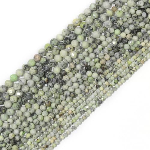 Natürliche facettierte Apatit-Saphir-Jade-Onyx-Edelstein-Perlen, runde Perlen für Schmuckherstellung, DIY-Armband, Zubehör, Gelb, Türkis, 2 mm (ca. 170 Stück) von Hamthuit