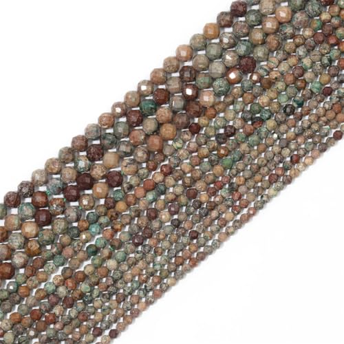 Natürliche facettierte Apatit-Saphir-Jade-Onyx-Edelstein-Perlen, runde Perlen für Schmuckherstellung, DIY-Armband, Zubehör, afrikanischer Türkis, 2 mm (ca. 170 Stück) von Hamthuit