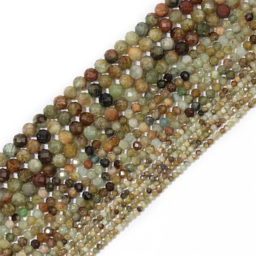 Natürliche facettierte Apatit-Saphir-Jade-Onyx-Edelstein-Perlen, runde Perlen für Schmuckherstellung, DIY-Armband, Zubehör, grüner Granat, 3 mm (ca. 110 Stück) von Hamthuit