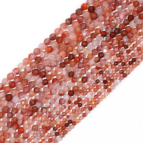 Natürliche facettierte Apatit-Saphir-Jade-Onyx-Edelstein-Perlen, runde Perlen für Schmuckherstellung, DIY-Armband, Zubehör, orangefarbener gestreifter Onyx, 4 mm (ca. 91 Stück) von Hamthuit