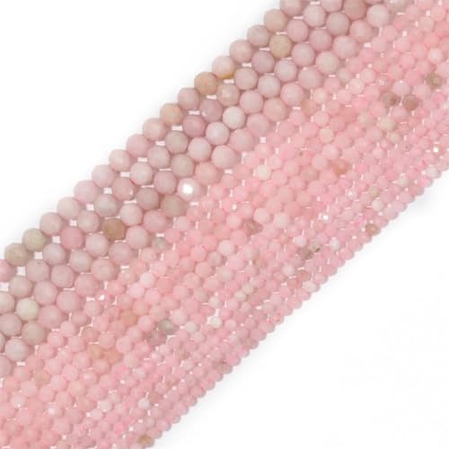 Natürliche facettierte Apatit-Saphir-Jade-Onyx-Edelstein-Perlen, runde Perlen für Schmuckherstellung, DIY-Armband, Zubehör, rosa Opal, 4 mm (ca. 91 Stück) von Hamthuit