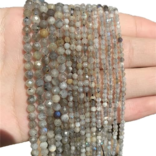 Natürliche facettierte kleine Achat-Kristallperlen für Schmuckherstellung, Perlenarbeiten, DIY-Armband, Labradorit, 4 mm, 91 Stück von Hamthuit