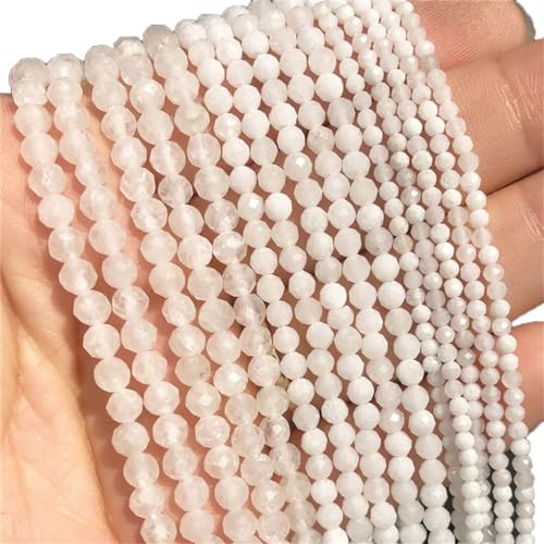 Natürliche facettierte kleine Achat-Kristallperlen für Schmuckherstellung, Perlenarbeiten, DIY-Armband, Mondstein, 4 mm, 91 Stück von Hamthuit