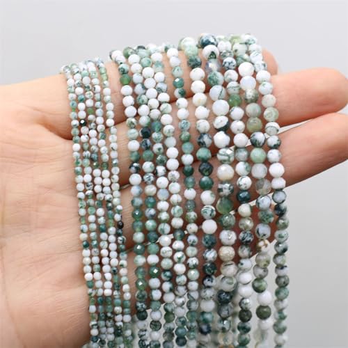 Naturstein, facettierte Perlen, rund, Achat, Edelstein, lose Perlen für Schmuckherstellung, DIY, Halsketten, Armbänder, Zubehör, Stein, 2 mm von Hamthuit
