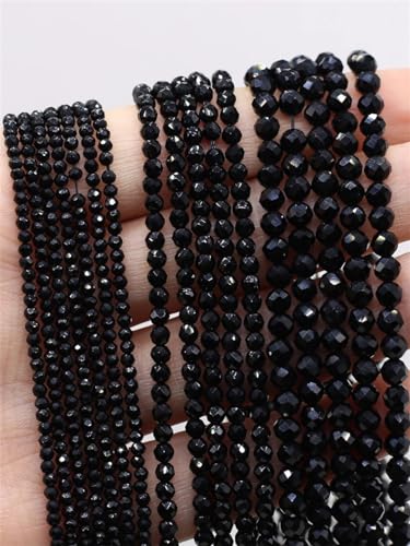 Naturstein, facettierte Perlen, schwarze Achate, Edelstein, lose Perlen für Schmuckherstellung, DIY, Halsketten, Armbänder, Zubehör, schwarze Achate, 3 mm von Hamthuit