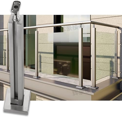 Gehärtetes Geländersystem aus Edelstahl und Glas für runde/quadratische Handläufe, Balkon-, Flur-, Plattform-, Treppengeländersäulen aus Glas, Stangen und Klemmen (Endpfosten, 85 cm) von HanDpi