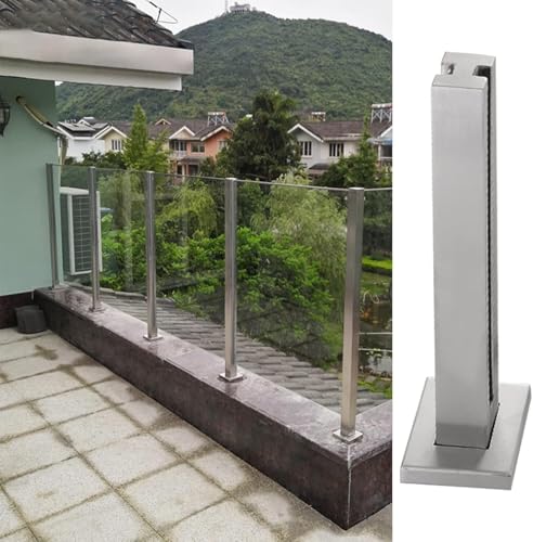 HanDpi Gehärtete Glasgeländerpfostensysteme für Balustraden, langlebige Glaspaneelpfosten aus Edelstahl für Balkon- und Loftglas, Stangen und Klemmen (Mittelpfosten, 65 cm) von HanDpi