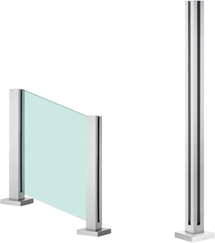 HanDpi Gehärteter Balustrade-Glasgeländerpfosten aus Edelstahl, Glaszaunpfosten für Balkontreppen, Gartenzäune aus Glas, Pfosten und Klemmen (Eckpfosten, 65 cm) von HanDpi