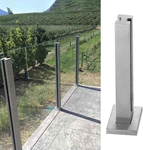 HanDpi Gehärtetes Glasgeländer mit quadratischem Pfosten, Edelstahl-Glasgeländerpfosten für Terrassen, Schwimmbäder, Treppen, Außenterrassenglas, Stangen und Klemmen (mittlerer Pfosten, 65 cm) von HanDpi