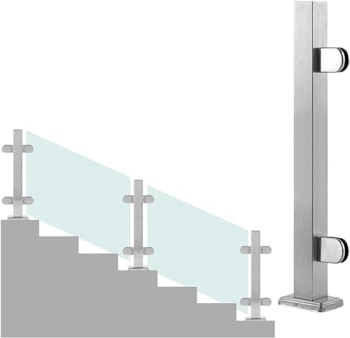 HanDpi Geländerpfosten aus gehärtetem Glas mit Klemme, Treppengeländerpfosten aus Glas, Stützpfosten für Glasplatten, Glas, Stangen und Klemmen (Farbe: Endpfosten, Größe: 85 cm) von HanDpi