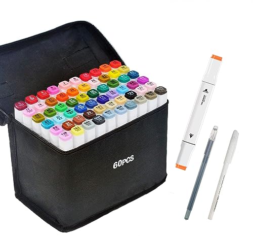 HanQix 61+2 Marker Stifte Grafitti Farbige Twin Tip Marker Kreatives Farbset für Zeichnungen Manga und Skizzenzeichnungen Graffiti-Textmarkern Ideal für Manga-Künstler von HanQix