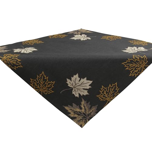 Elegante Herbstlaub-Stickerei Graue Mitteldecke Tischdecke 85x85 cm - Hochwertiges Leinen-Optik Polyester, Perfekt für Herbstdekor und Thanksgiving – Verschiedene Größen Verfügbar! von HanaQi