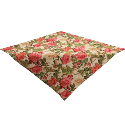 HanaQi - Gobelin Tischdecke – 85 x 85 cm – Elegantes Rosenmuster, Hochwertige Dekorative Tapisserie, Polyester von HanaQi