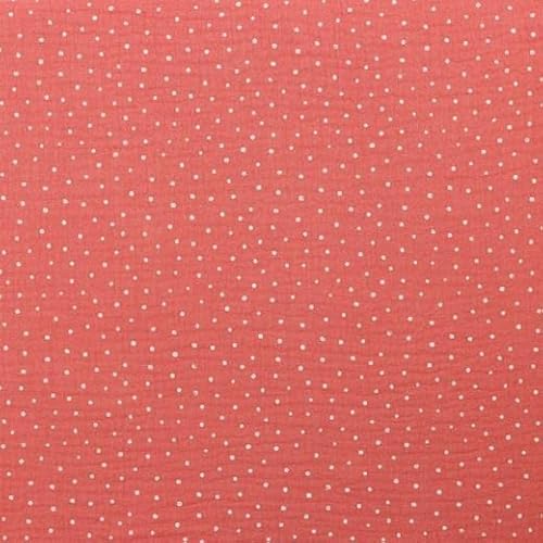 Double Gauze Design Little Dots 130 g/m² ca.132 cm col. 027 soft red von Hanabi