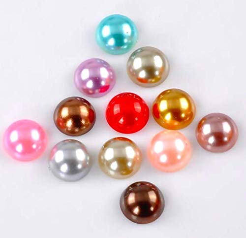 100 bunte Acrylperlen 14mm rund flach Cabochon Klebstein Kunststoffperlen zum basteln kleben Perlen Schmuckherstellung DIY Schmuckperlen Spacer von Handarbeit-Lieblingsladen