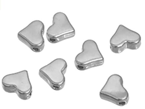 200 Metallperlen 7x6mm Herz Farbe: silber Zwischenperlen Spacer Beads von Handarbeit-Lieblingsladen