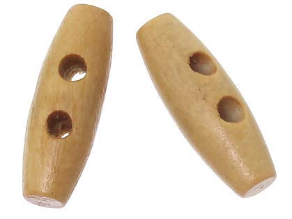 50 Holzknöpfe, Knebelknöpfe Oval 15x 7mm hellbraun braun- 2 Löcher Knebelverschluss Knöpfe aus Holz zum aufnähen annähen - Bastelknöpfe Mantelknöpfe von Handarbeit-Lieblingsladen