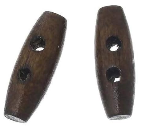 50 Holzknöpfe, Knebelknöpfe Oval 20 x 7mm dunkelbraun braun - 2 Löcher Knebelverschluss Knöpfe aus Holz zum aufnähen annähen - Bastelknöpfe Mantelknöpfe von Handarbeit-Lieblingsladen