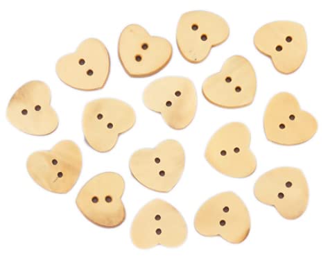 50 Holzknöpfe Herz natur 15x17mm 2 Löcher á 1,5mm nähen annähen Jackenknöpfe Mantelknöpfe basteln Zweilochknöpfe Herzen Knöpfe nähen annähen aufnähen Kinderkleidung Kinderknöpfe von Handarbeit-Lieblingsladen