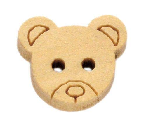 50 Stück Holzknöpfe Knöpfe mit Motiv Bär Teddy Form 13x11mm hellbraun natur von Handarbeit-Lieblingsladen