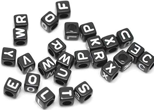 500 Stück Acrylperlen Buchstabenwürfel 6x6mm schwarz mit 3,5mm Loch - eckig, Buchstaben Buchstabenperlen aus Acryl im zufälligen Mixzum basteln Halskette Armband (schwarz, 500) von Handarbeit-Lieblingsladen
