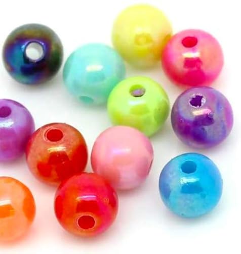 500 Stück Acrylperlen bunt, 6mm - Kunststoffperlen glänzend mit Lochung 2mm, zum basteln, Perlen, Schmuckherstellung, DIY-Arbeiten, Schmuckperlen zum auffädeln von Handarbeit-Lieblingsladen