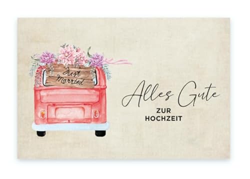 1 Premium Hochzeitskarte 12x18 cm mit Umschlag, Glückwunschkarte, Klappkarte, Karte zur Hochzeit | Just Married, Grußkarte, alles Gute wünschen von Handarbeit - Lieblingsladen