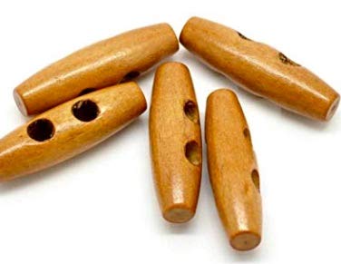 10 Knebelknöpfe Holz Braun, Holzknöpfe Knebel, Mantellknöpfe, ovale Knöpfe, 4 x 1,2 cm - 2 Löcher längliche Knöpfe zum basteln annähen nähen Jackenknöpfe von Handarbeit-Lieblingsladen