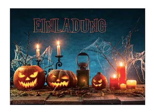 Handarbeit - Lieblingsladen 12 Premium Einladungskarten Halloweenparty + 12 Umschläge, Halloween, Postkarte 10,5x14,8cm, mit vorgedrucktem Text auf der Rückseite Einladung Karten Kinder Erwachsene von Handarbeit - Lieblingsladen