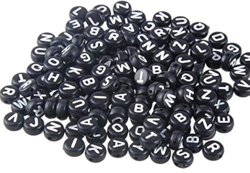 Handarbeit-Lieblingsladen 300 Buchstabenperlen Acrylperlen Spacer 7x7mm schwarz rund flach Loch 1,3mm von Handarbeit-Lieblingsladen