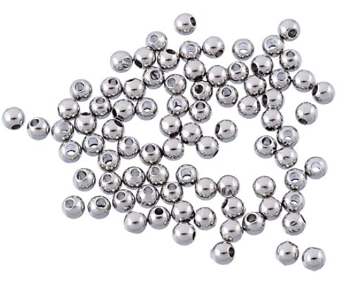 Handarbeit-Lieblingsladen 50 Edelstahlperlen Silber 4mm - Loch1mm- rund, Schmuckperlen Metallperlen Kugel Kugeln Glanz Spacer Zwischenperlen Beads Stopper Abstandsperlen Fedelperlen Schmuck DIY von Handarbeit-Lieblingsladen