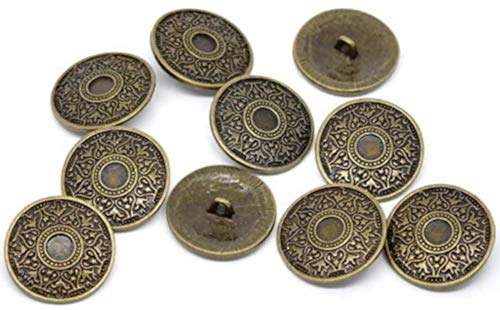 Metal Buttons with Celtic Pattern Antique Bronze Diameter Approx. 25 mm Hole Size 2.6 mm Pack of 10 von FVLFIL