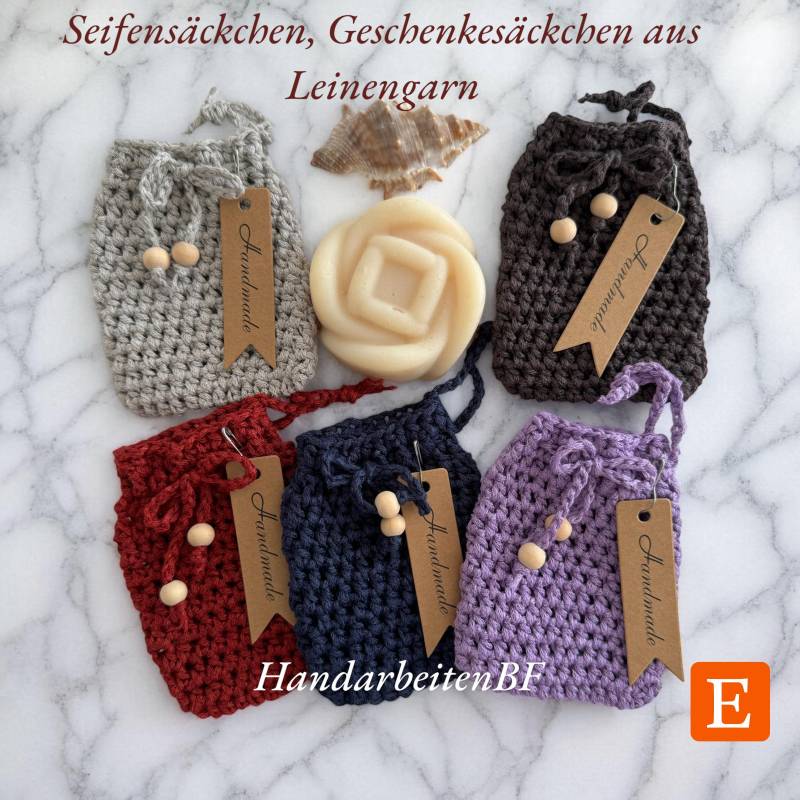 Kleines Seifensäckchen Für Leichtes Peeling, Geschenkesäckchen Farben Wählbar von HandarbeitenBF