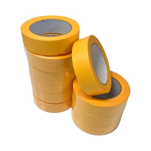 Handelskönig 10x Goldband Malerkrepp Kreppband Malerband 30 mm x 50 m Abdeckband Malertape Klebeband Washi Tape Gold Papiertape Selbstklebend UV 14 von Handelskönig