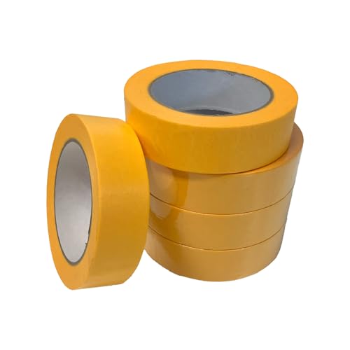 Handelskönig 5x Goldband Malerkrepp Kreppband Malerband 30 mm x 50 m Abdeckband Malertape Klebeband Washi Tape Gold Papiertape Selbstklebend UV 14 von Handelskönig