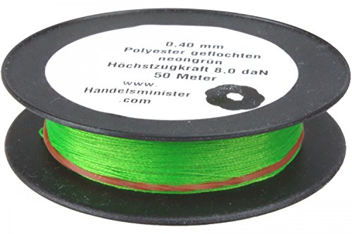 0,4mm Bastelschnur Schnur 50m neongrün Kunststoff Faden auffällig Maurerschnur UV-Farbe PES (Polyester) von Handelsminister.com