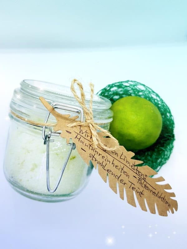 Limetten Zucker Peeling Scrub Öko Vegan Bio von Handgeschick