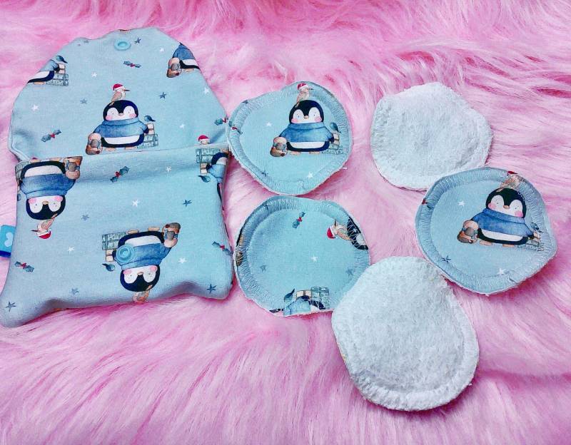 Zauberhaftes Winter Kosmetiktäschchen Mit Wiederverwendbaren Pinguin-Pads - Handgemachtes Unikat von HandmadeMaLiMa