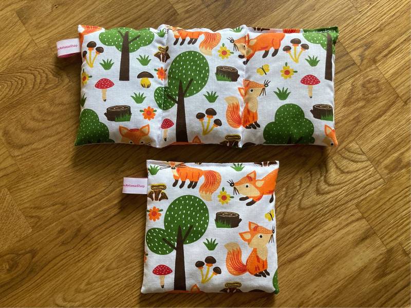 Bio-Dinkel Körnerkissen | 2 Tlg. Geschenkset Kinder - "Fuchs Im Wald" Perfektes, Nachhaltiges Nikolaus Oder Weihnachtsgeschenk von HandmadeMelanieShop