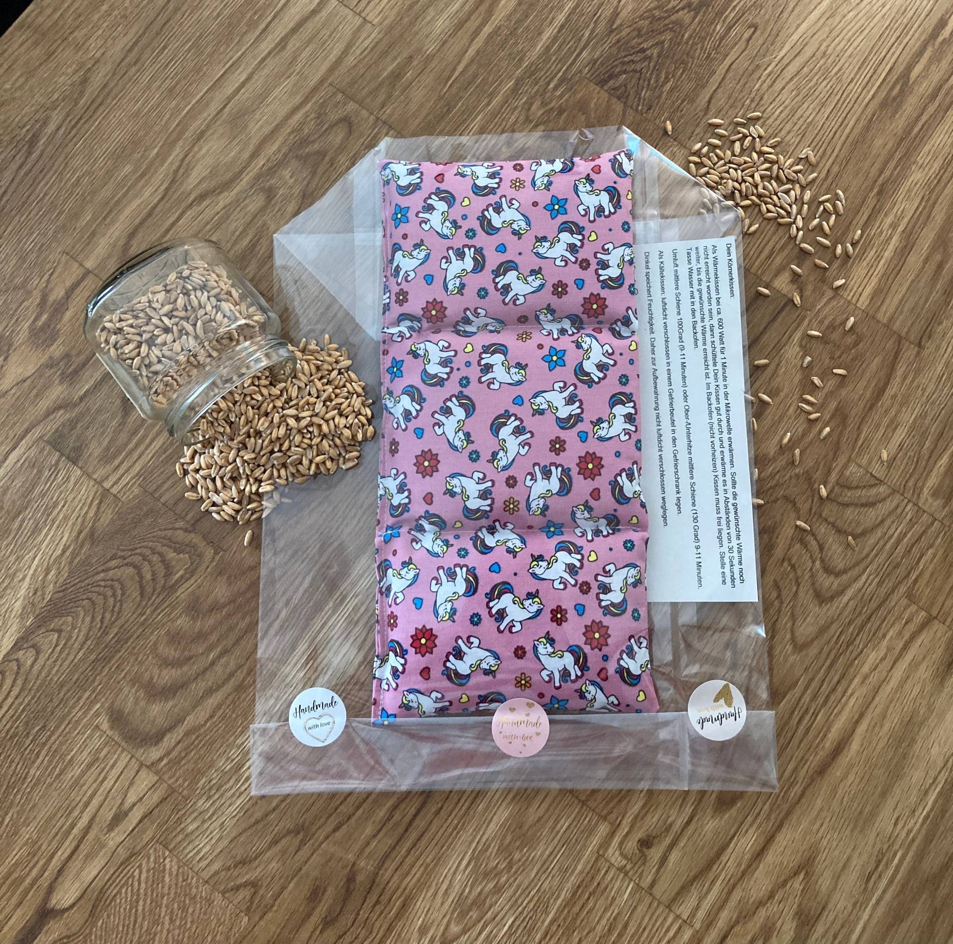 Einhorn Bio-Dinkel Körnerkissen Geschenkverpackung Für Kinder - 3 Kammern- Verschiedene Designs von HandmadeMelanieShop