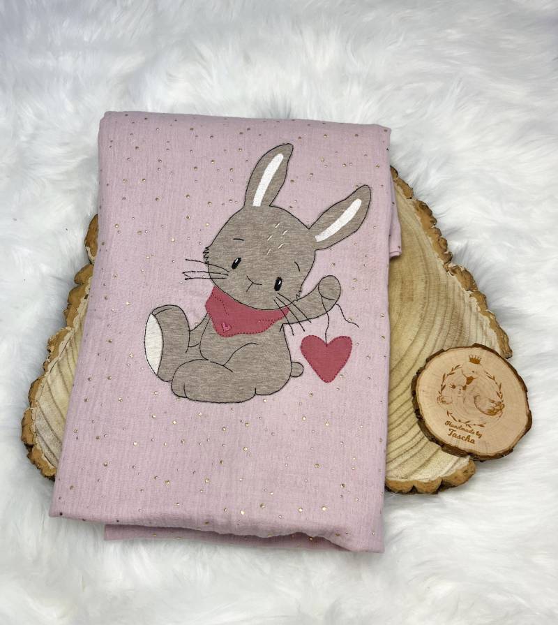 Musselin Decke Hase | Musselindecke Mit Namen Geburt Taufe Personalisiert Mädchen Jung Geschenk von HandmadebyTaschaaa