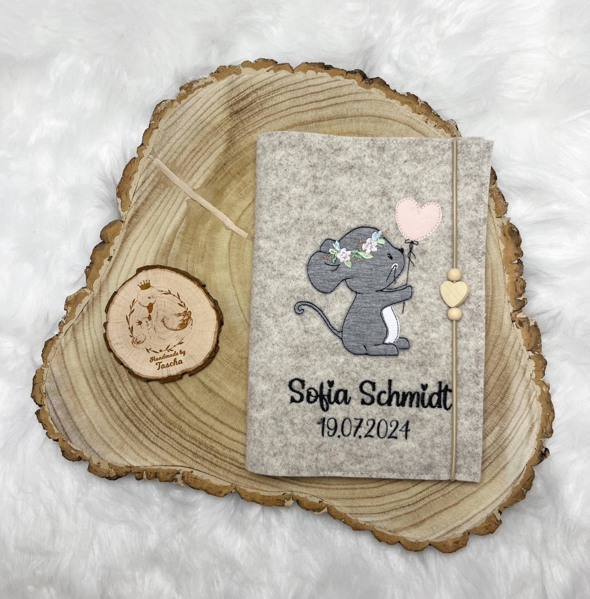 U-Hefthülle, Untersuchungshefthülle, Filz, Hülle Für U-Heft, Personalisierte U-Hefthülle, Maus U Heft, Frühling, Zoo, Frühlingsmaus von HandmadebyTaschaaa