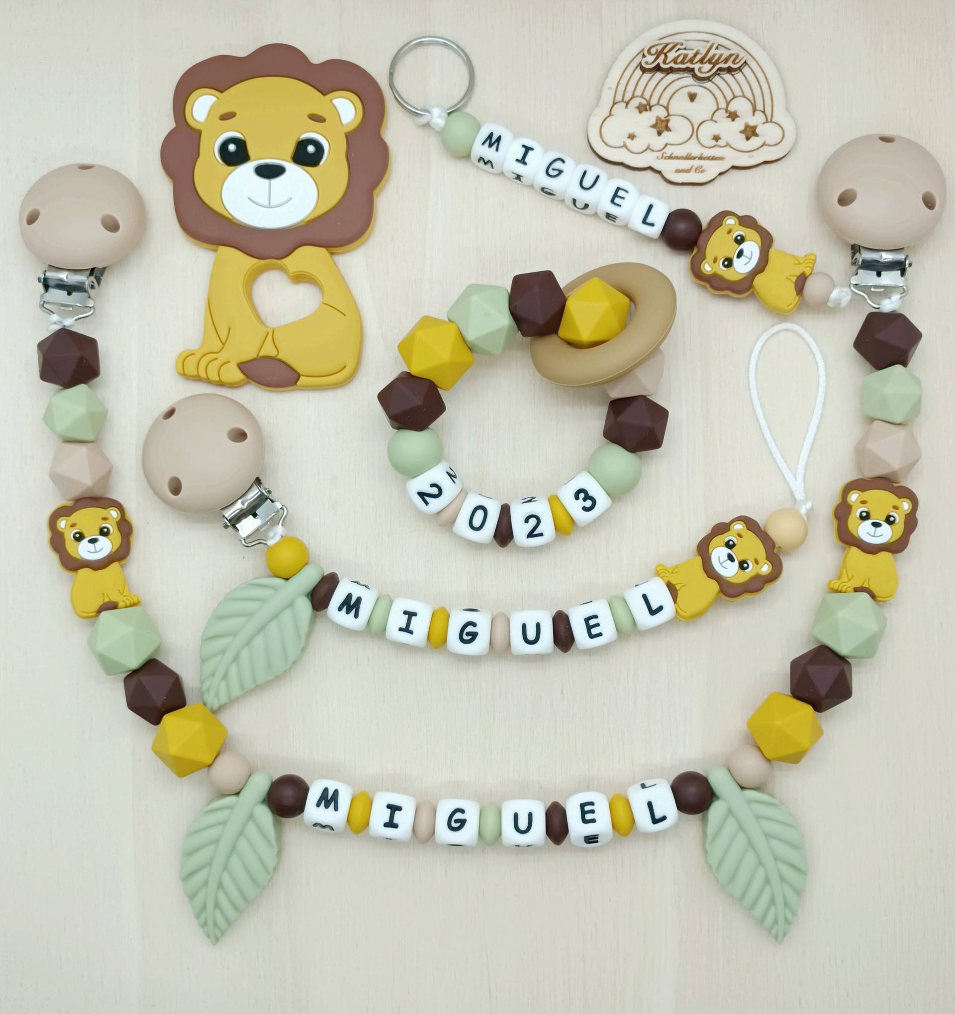 Schnullerkette Mit Name Kinderwagenkette Greifling Usw. Geschenk Set von Handmadekatlyn