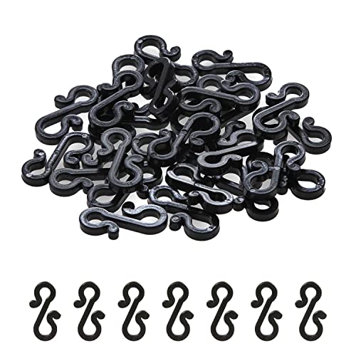 Hang Ups 25 schwarze Mini Kunststoff Dachrinnenhaken, Außenlichthaken Clips, S Clip Haken für Weihnachtsdekoration Außenlichterkette, Saisonale Lichterkette (25, Schwarz) von Hang Ups