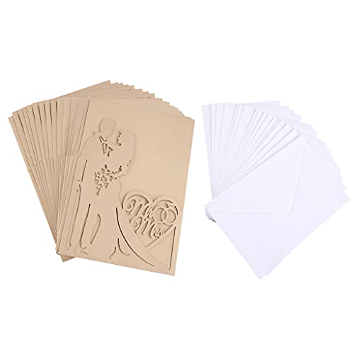 Hangsu 20 Stück/Set Geschnittene Mr & Mrs Hochzeitseinladungskarten Einladungsumschläge von Hangsu