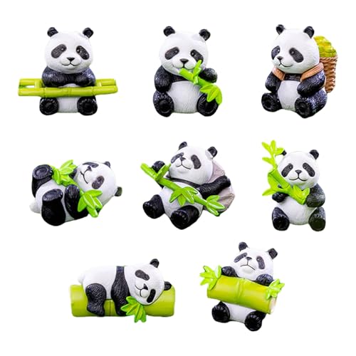 Hangsu Panda-Figur, 8 Stück, Panda-Kuchenaufsätze, Miniatur-Tierfiguren für Party-Dekorationen und Gartentopf-Landschafts-Ornamente von Hangsu